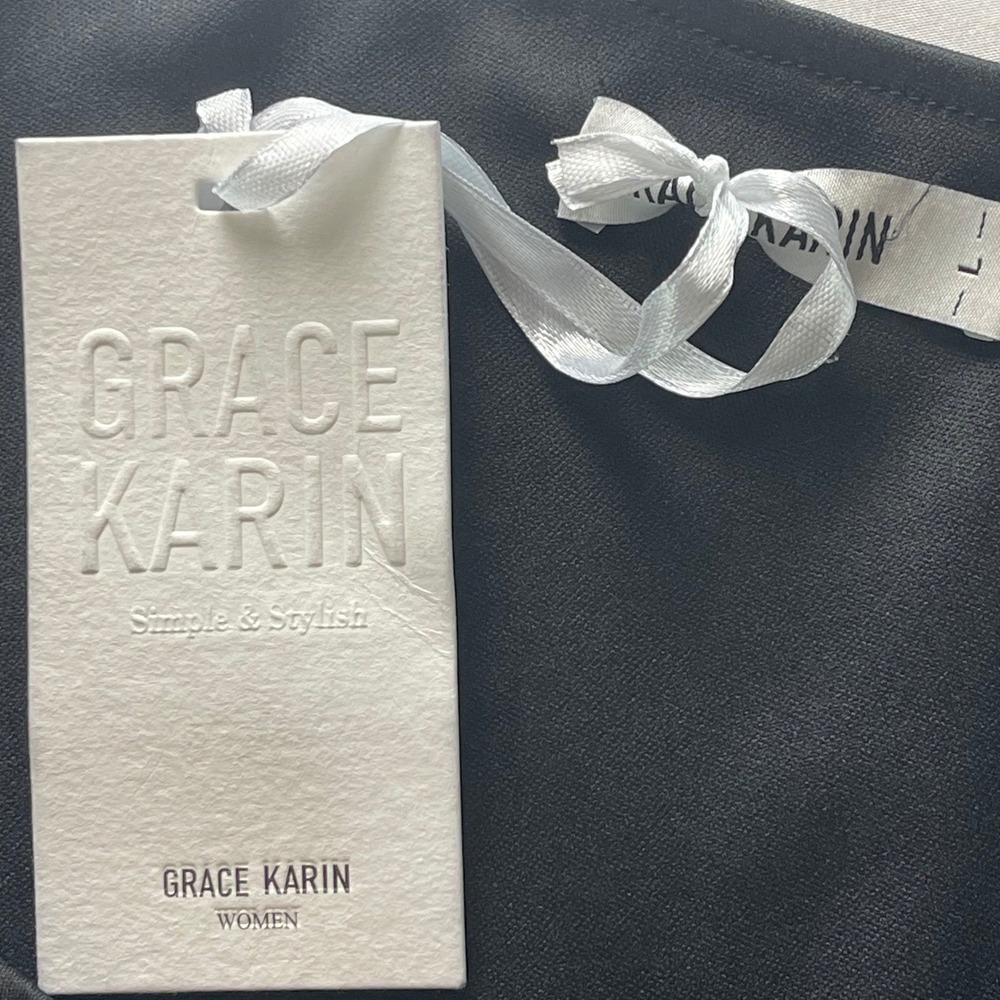 Grace Karin Women's Black One Shoulder Hi-Low Asymmetrical Dress Size L New  NWT - Picture 5 of 6
